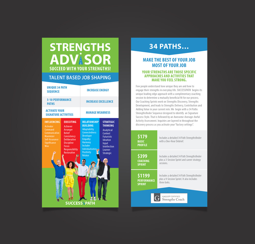 Full Color Rack Card Design for Strengths Advisor